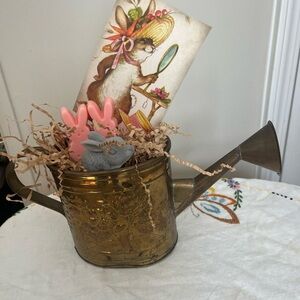 Brass watering can vignette